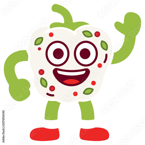 Smiling cartoon onion character with arms and legs