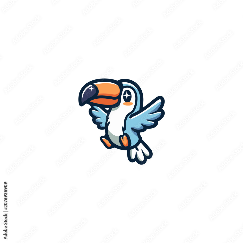 Fototapeta premium Cartoon Toucan Bird Vector Illustration