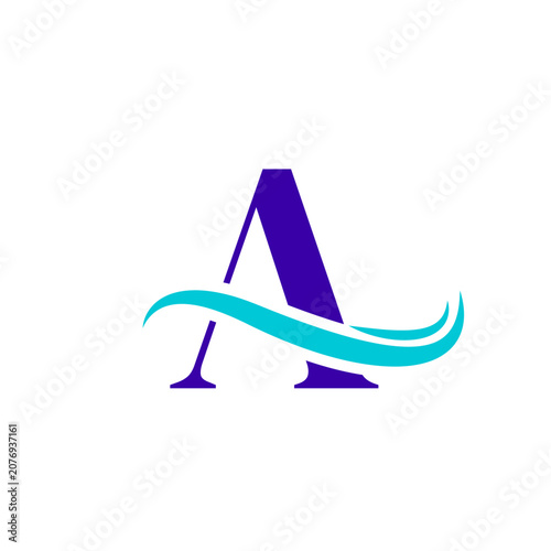 A Alphabet Sea Wave Logo Design
