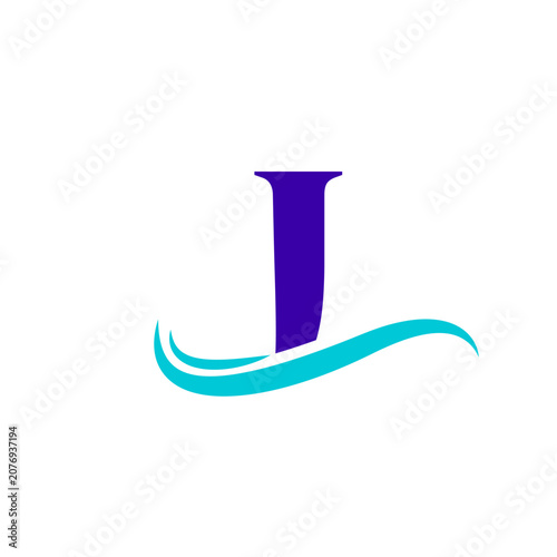 J Alphabet Sea Wave Logo Design