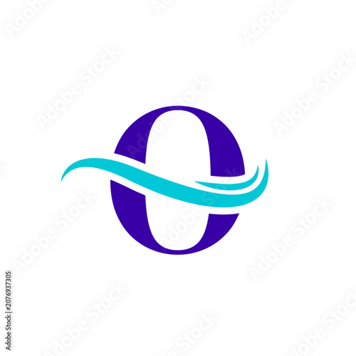 O Alphabet Sea Wave Logo Design