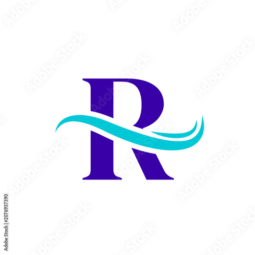 R Alphabet Sea Wave Logo Design