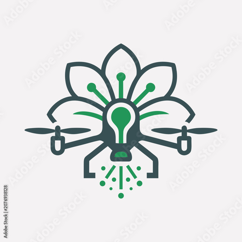Precision drone pollination editable vector icon for smart agriculture and agritech industries.