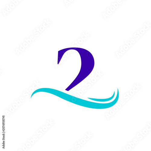 2 Number Sea Wave Logo Design