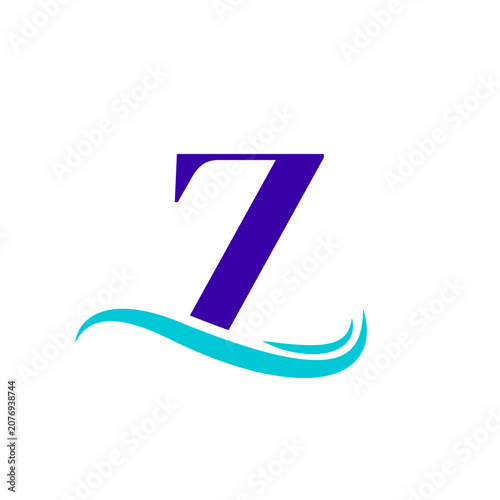 Z Alphabet Sea Wave Logo Design