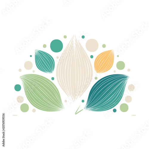Colorful flat illustration of stylized leaves