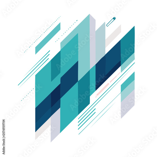 Isometric Abstract Geometric Blocks Vector