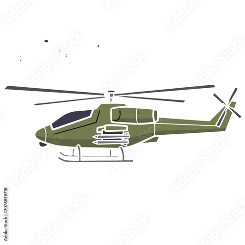 Military Helicopter Flat Vector Illustration