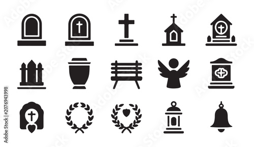 Foto Cemetery icons set