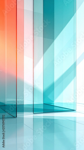 Beautiful turquoise and coral glass texture for modern backdrop
