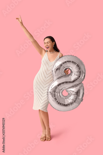 Happy young woman with silv...