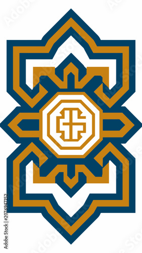 Geometric Star Emblem with Cross and Octagon