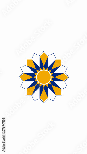 Geometric Sunburst Vector Design with Blue and Orange