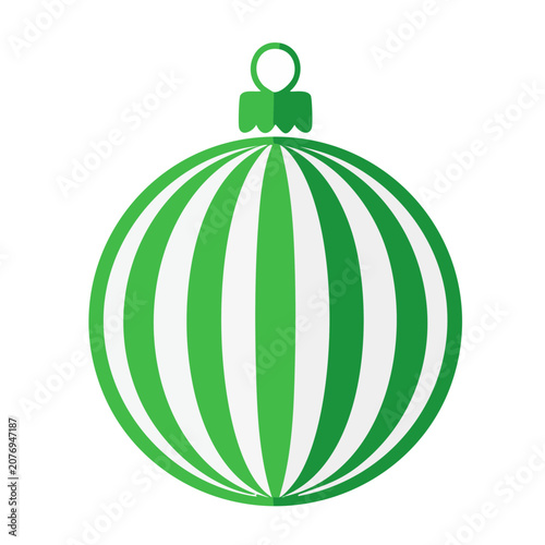 Green and white striped Christmas ornament icon