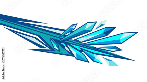 Quadro em tela Abstract Blue Ice Crystal Formation Graphic Design