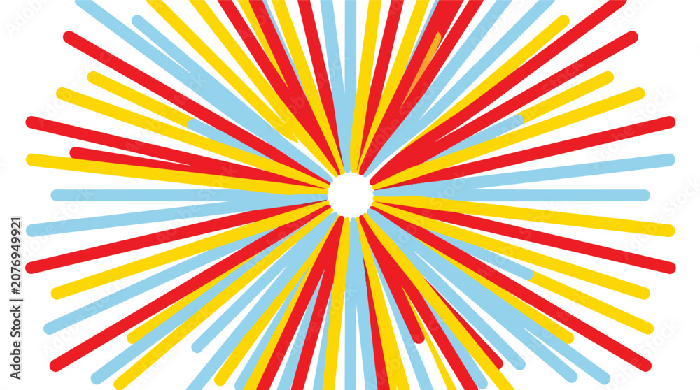 Fototapeta premium Radial burst pattern vibrant explosion rounded line flat design vector illustration for creative advertising