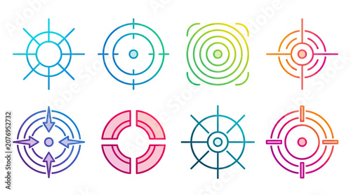 Diverse target icons collection graphic design elements