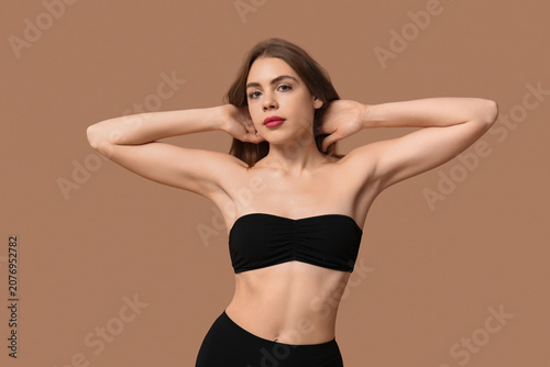 Sexy young woman in black u...
