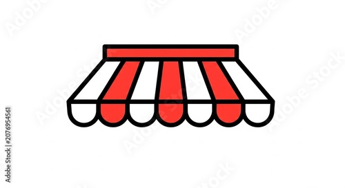 Awning with red and white stripes for storefronts
