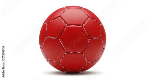 Classic red leather soccer ball isolated on a white background representing sports equipment and athletic activity with football equipment activity isolated background exercise