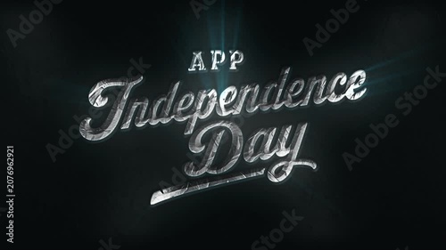 Happy Independence Day 3D Chrome Text Animation with Cinematic Light Reveal