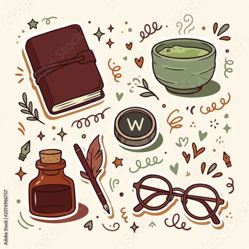 Vintage Writing Study Desk Accessories.