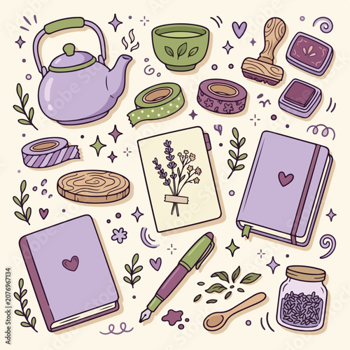 Whimsical Tea Time Journal Setup.