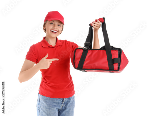 Female worker of food deliv...