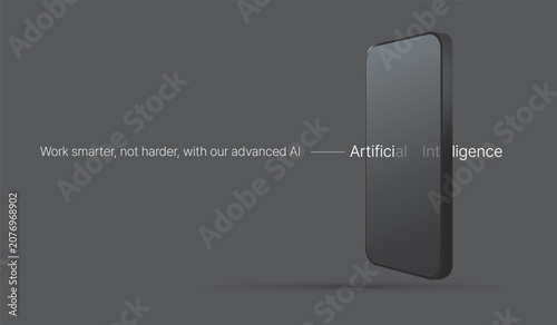 Mobile AI Technology Concept with Smartphone on Dark Background
