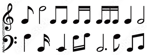 Obraz na płótnie Collection of classic musical notes and clef symbols set