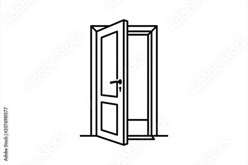 Open Door Icon Vector Line Illustration