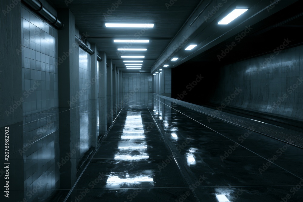 Fototapeta premium Empty subway platform interior