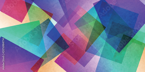 Fotografie Abstract geometric pattern with colorful overlapping translucent shapes