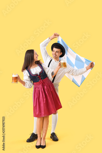 Young couple in traditional...