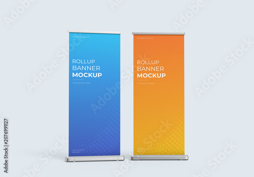 Twin Rollup Banner Stand Mockup Set