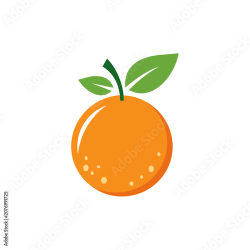 Flat illustration of an orange with leaves