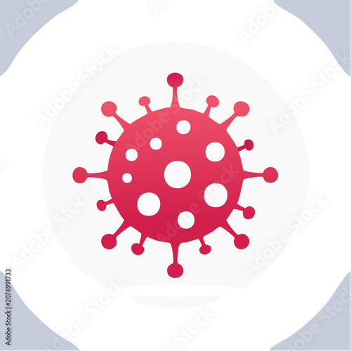 Flat red coronavirus icon on transparent background