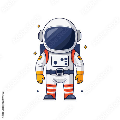 Flat illustration of an astronaut in space suit