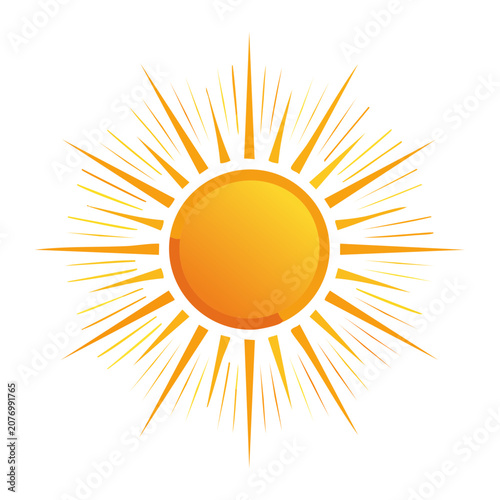 Flat vector illustration of a bright sun with rays