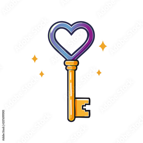 Heart Shaped Key Vector Illustration