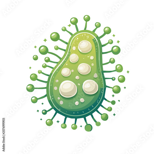 Green virus cell vector illustration