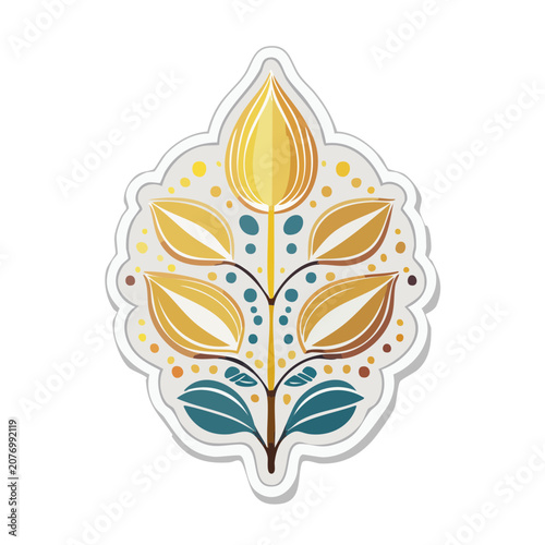 Symmetrical Folk Art Floral Ornament Vector