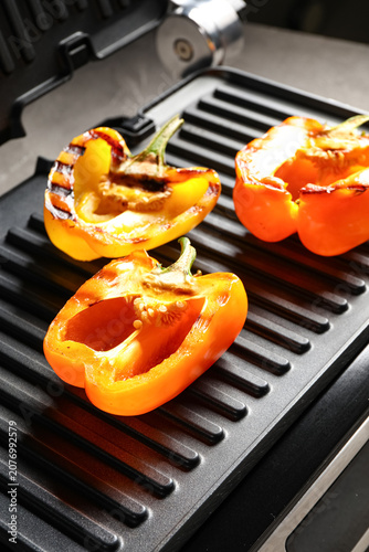 Grill with tasty bell peppe...