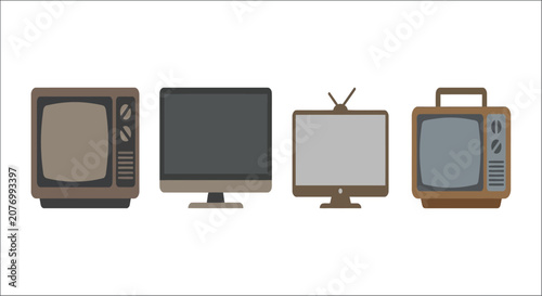 Obraz na płótnie Four television sets flat vector illustration on a white background tvs telecomm