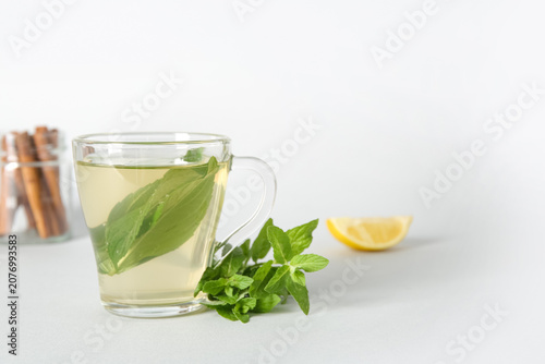 Cup of fresh mint tea with ...