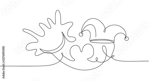 Jester Hat and Splash Continuous Line Art