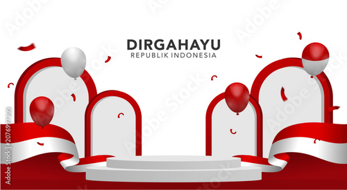 Quadro su tela Indonesian Independence Celebration Stage Podium Template