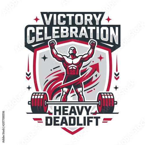 Victory Celebration Heavy Deadlift Athlete Triumph Emblem