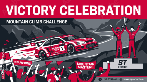 Victory Celebration Mountain Climb Challenge Racing Event