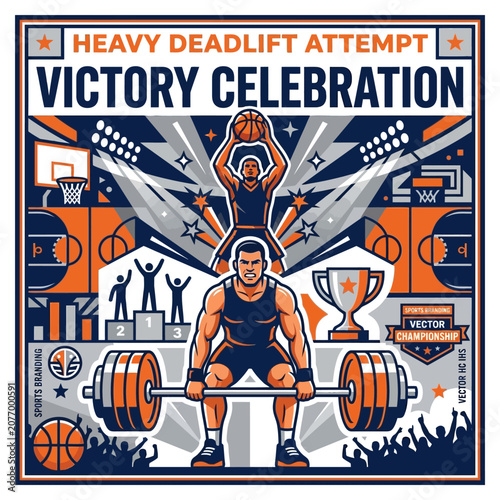 Victory Celebration Of A Heavy Deadlift And Basketball Game Triumph